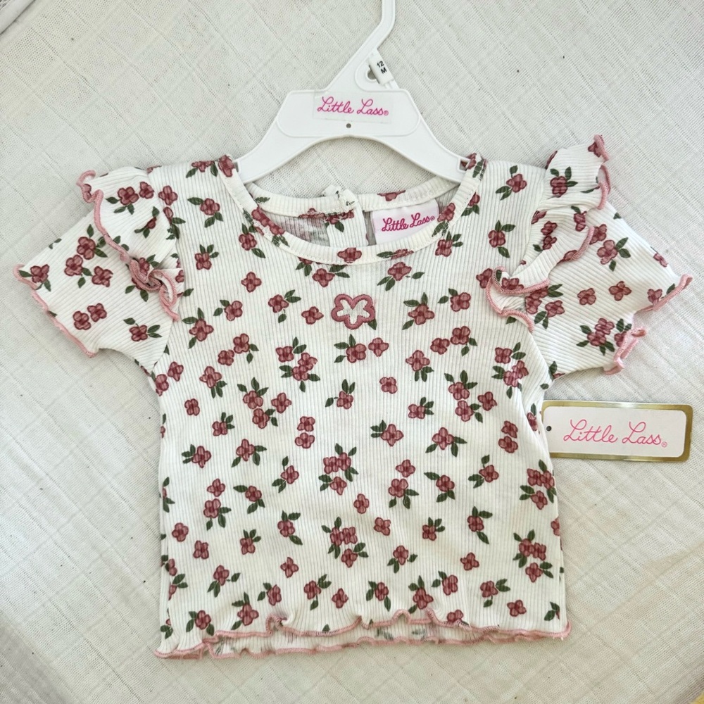 Little Lass Ribbed Floral T-Shirt | 12M